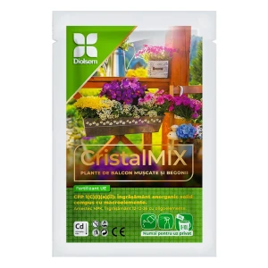 Ingrasamant CristalMix Plante de Balcon, Mușcate și Begonii, pentru înflorire abundentă și plante viguroase, 20g, Diolsem